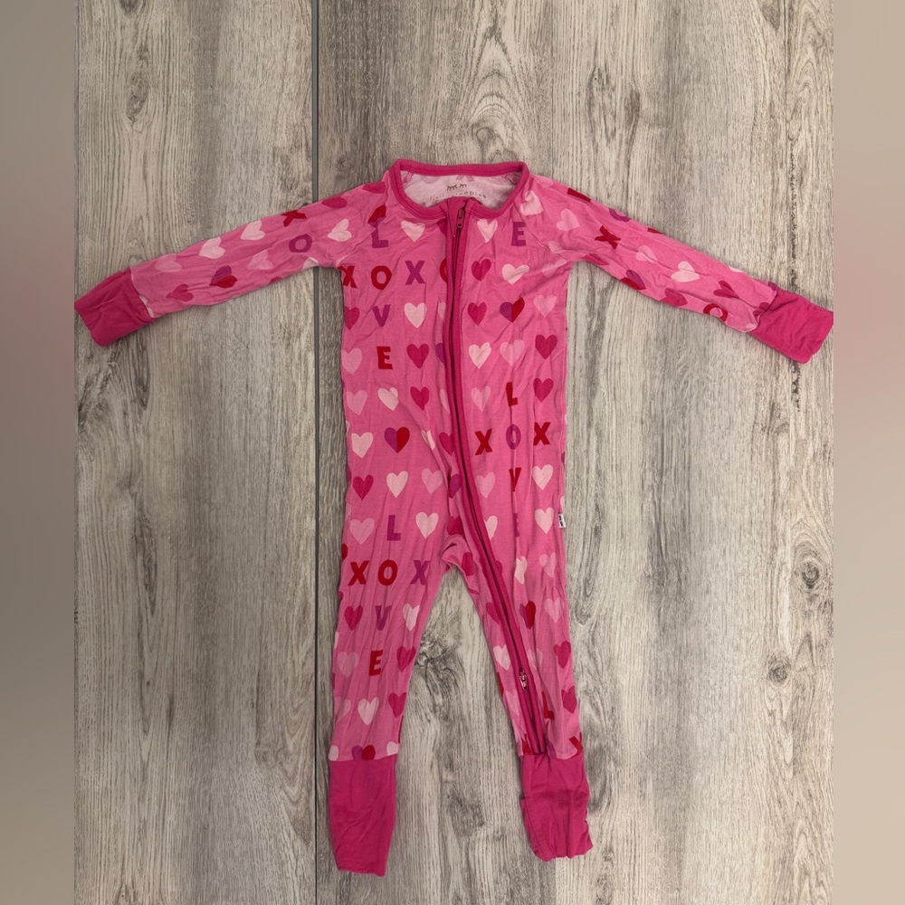 Little Sleepies Pink Heart Footies Pajamas